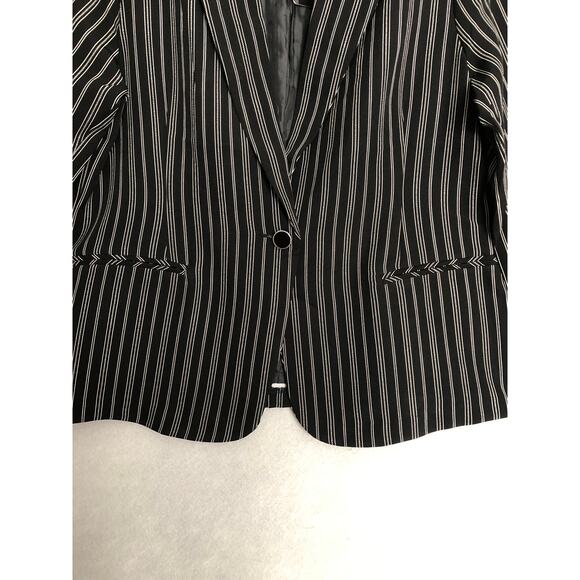 Soho Apparel LTD Stripe Jacket Women's Large Single Button Black NEW - Picture 2 of 9